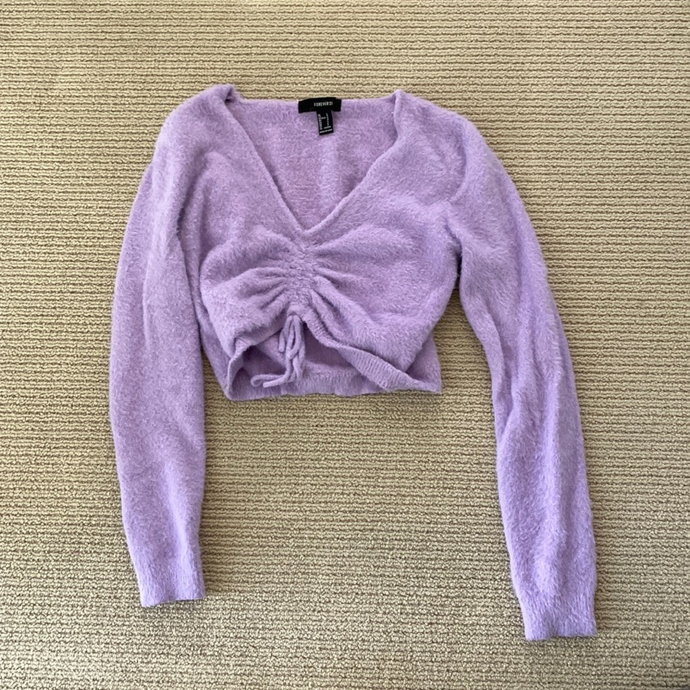 Purple Sweater Cropped Shirt